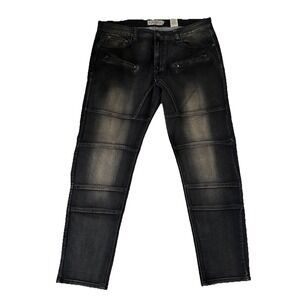 Akademiks Jeans Mens 38x32 Jeanius Faded Black‎ Denim Tapered
